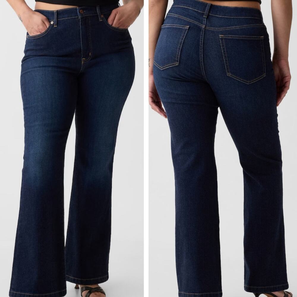 GAP 70s Flare Jeans Womens 18/34 High Rise Dark Wash Denim Cotton Blend Retro